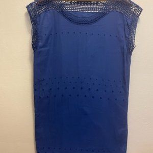 Ekyog ultramarine blue cotton lace trimmed shift dress